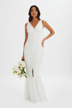 NOVIE Satin Maxi Dress in White Position 2