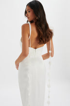 NOVIE Satin Maxi Dress in White Position 3