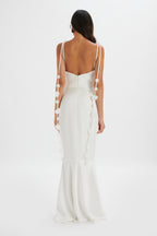 NOVIE Satin Maxi Dress in White Position 4