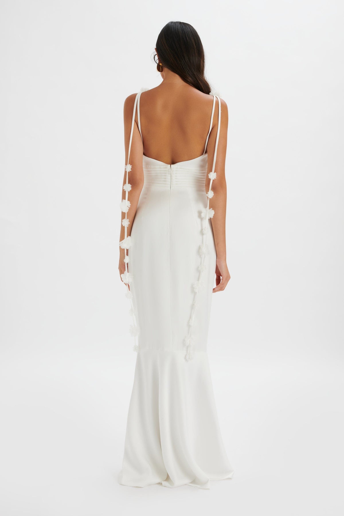 NOVIE Satin Maxi Dress in White Position 4