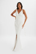 NOVIE Satin Maxi Dress in White Position 1
