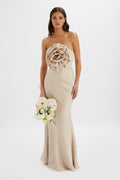 DALIA 3D Flower Bandeau Maxi Dress in Champagne Position 1