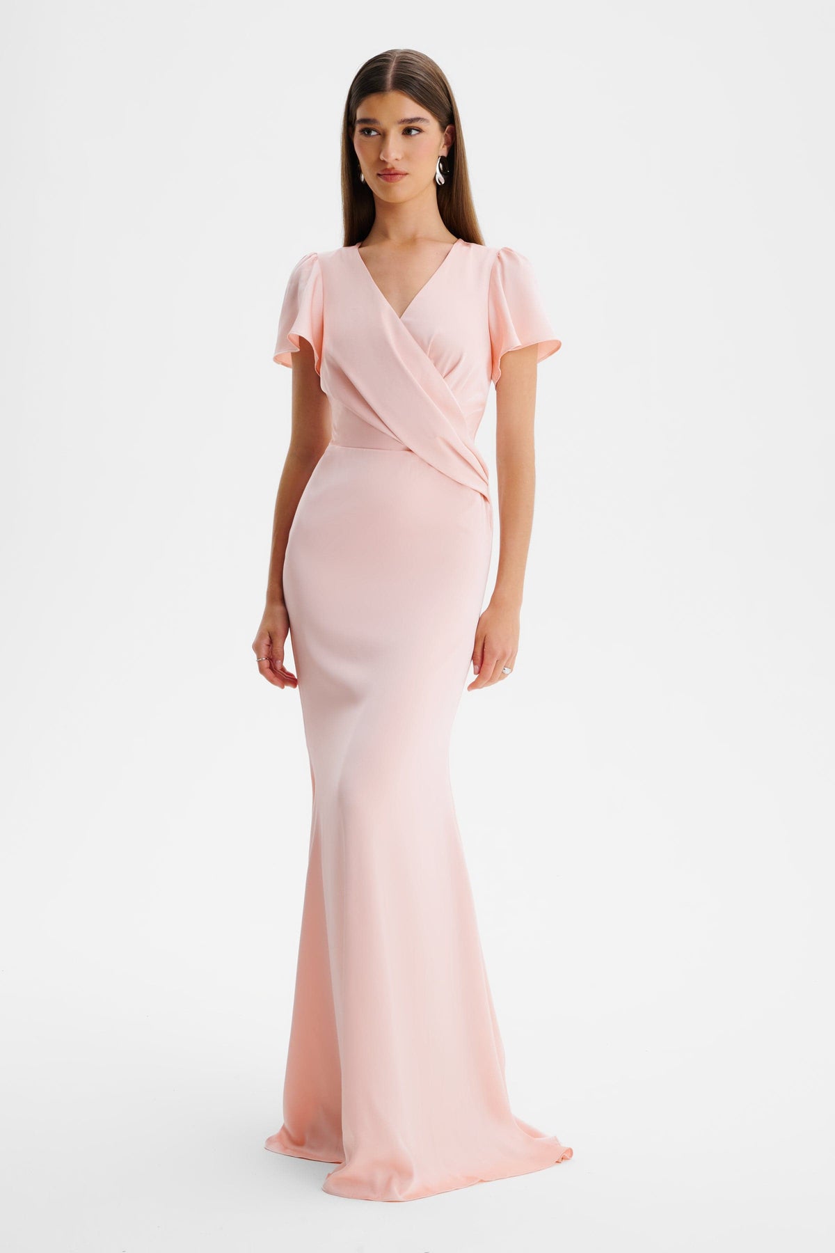 BEAU Satin Maxi Dress in Pink Position 1