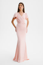 BEAU Satin Maxi Dress in Pink Position 2