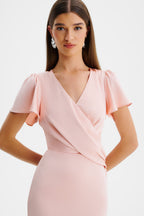 BEAU Satin Maxi Dress in Pink Position 3