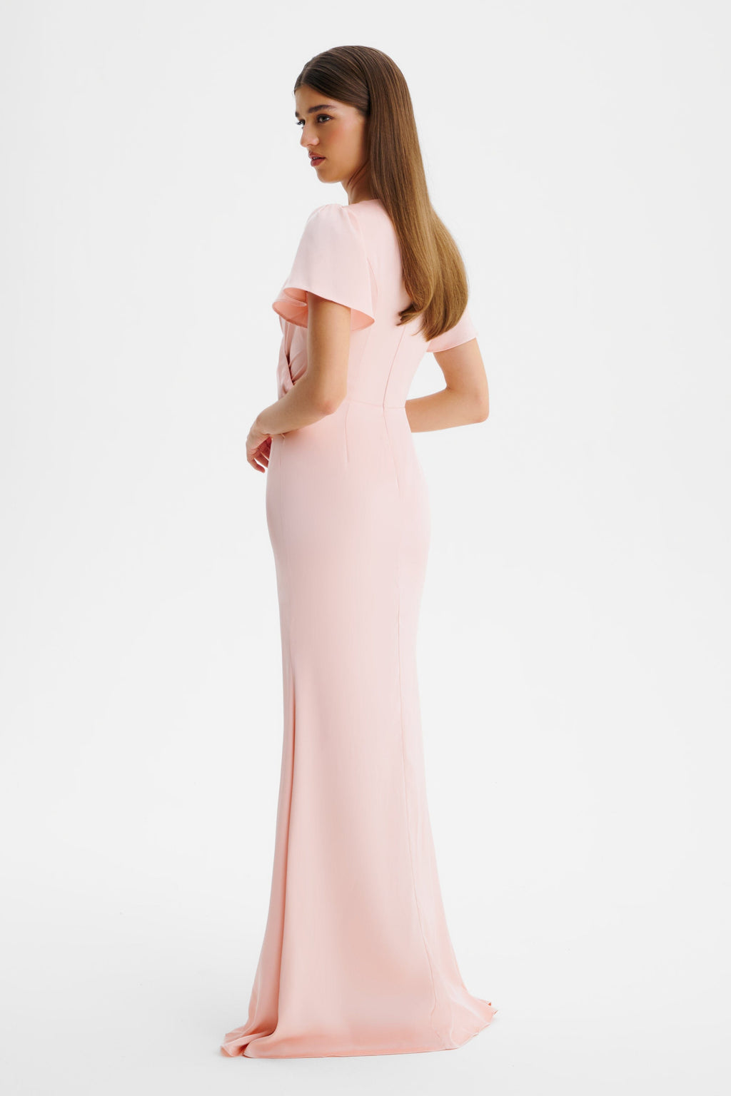 BEAU Satin Maxi Dress in Pink Position 4