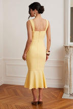 PEYTON Buttoned Midi Dress in Yellow Position 3