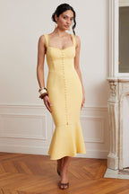 PEYTON Buttoned Midi Dress in Yellow Position 4