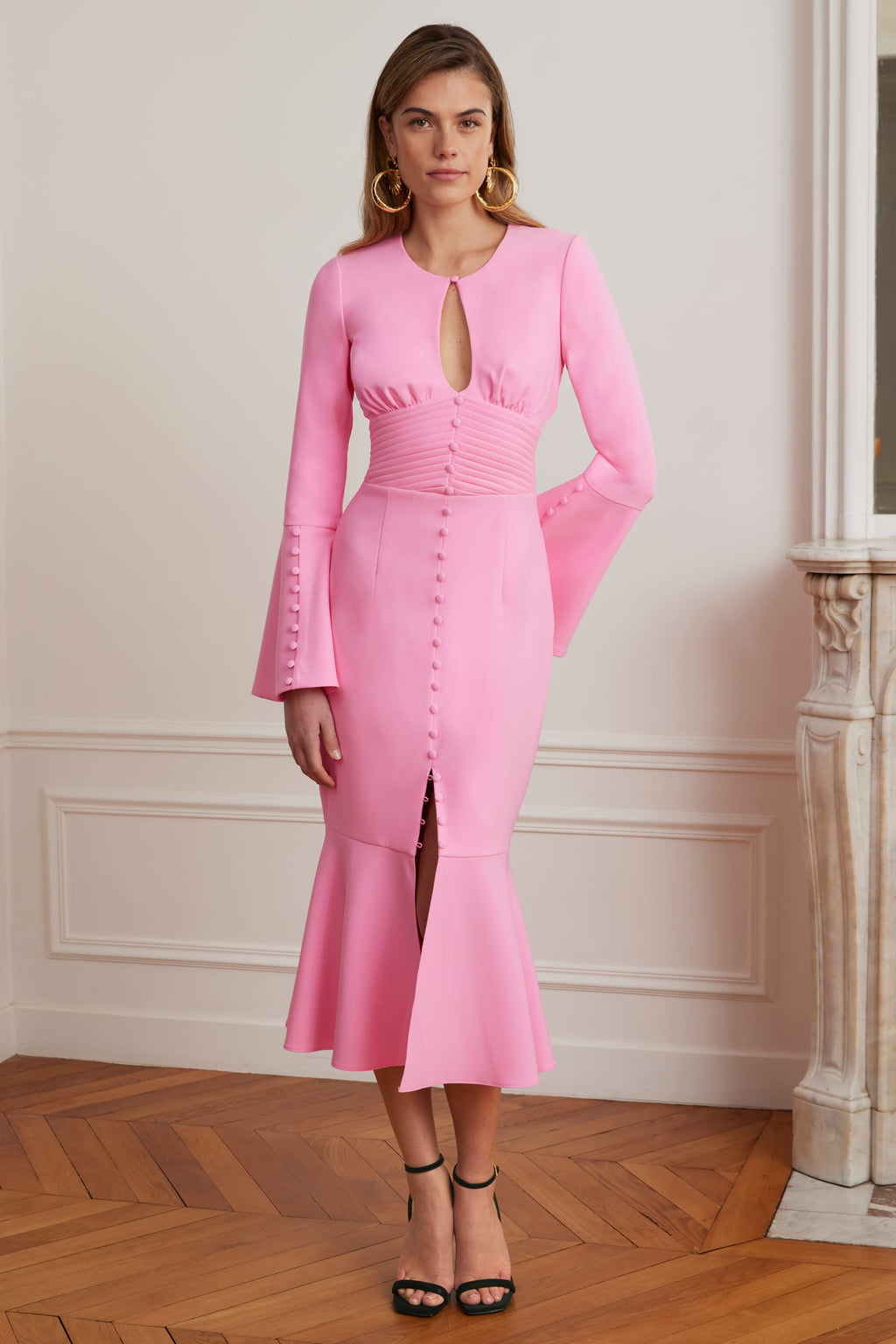 ROXIE Keyhole Midi Dress in Pink Position 1