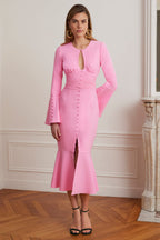 ROXIE Keyhole Midi Dress in Pink Position 1