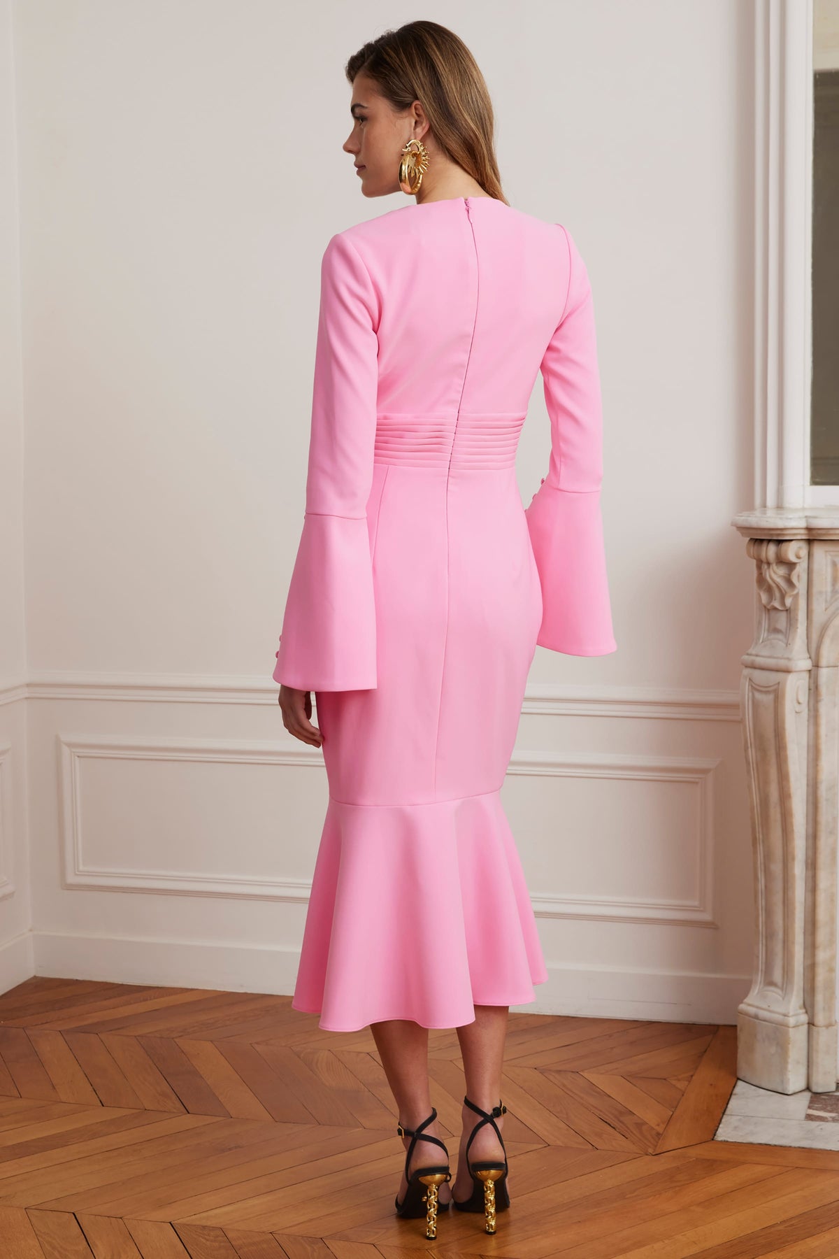 ROXIE Keyhole Midi Dress in Pink Position 3