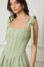 BLOSSOM Square Neck Midi Dress in Sage Position 5