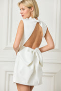KAROLINA Satin Mini Dress in White Position 1