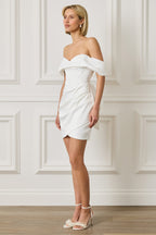 GEORGIE Satin Mini Dress in White Position 5