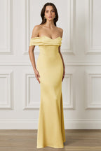 RAYNE Satin Maxi Dress in Yellow Position 5