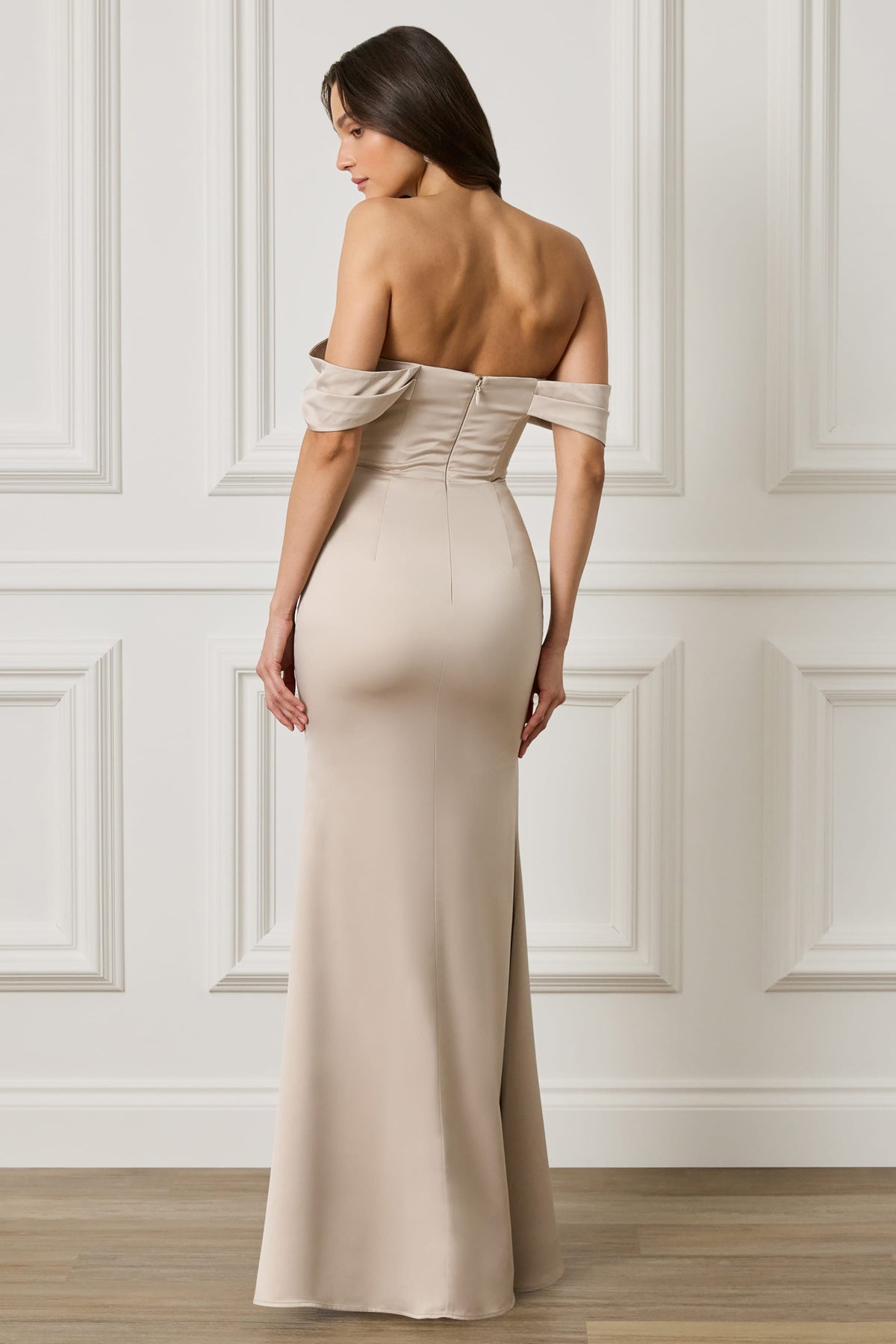 RAYNE Satin Maxi Dress in Champagne Position 2