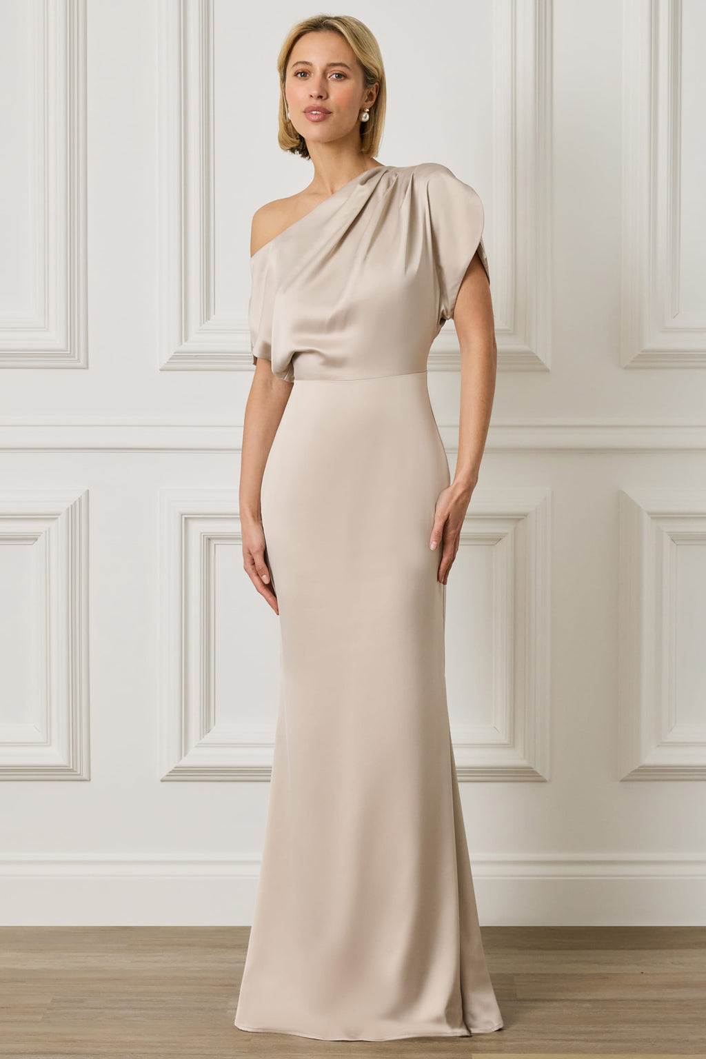 TRINITY Satin Maxi Dress in Champagne Position 5