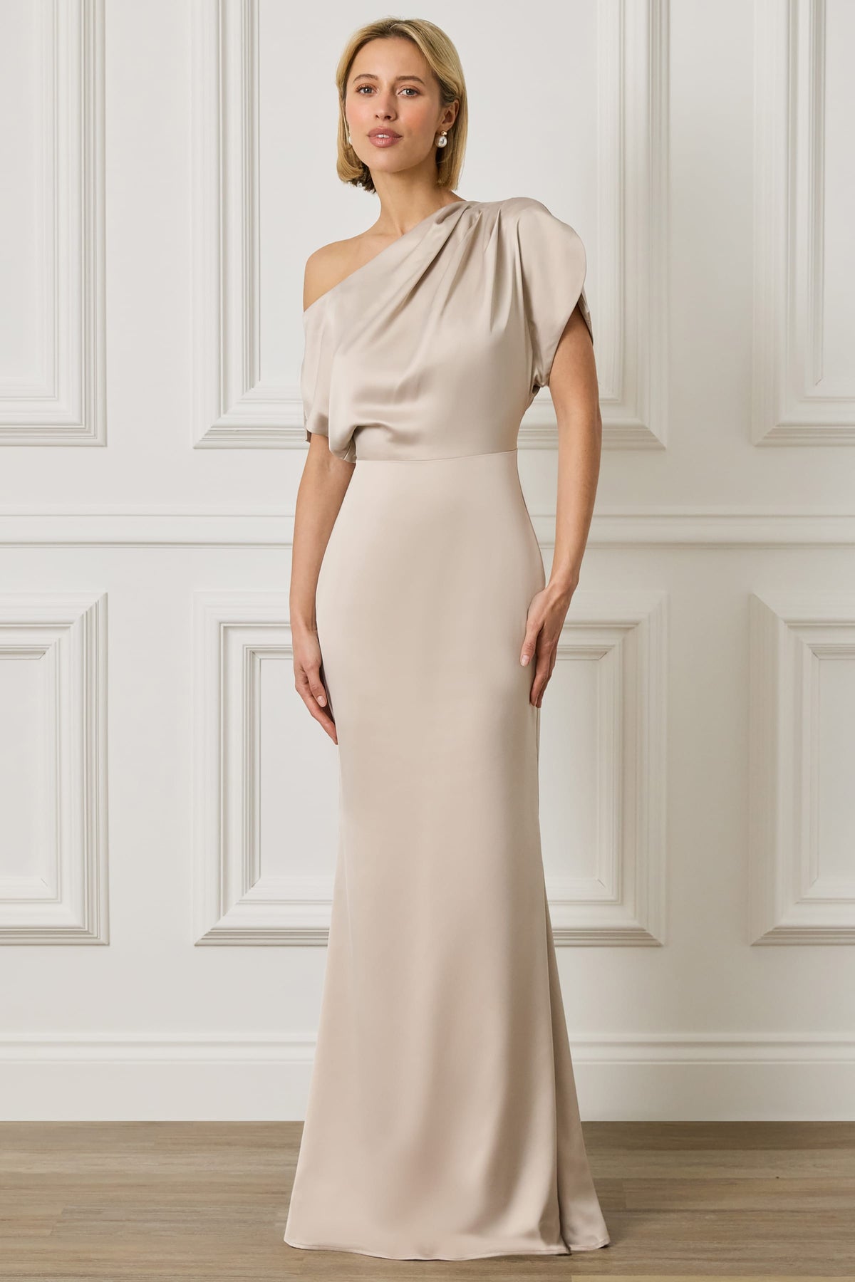 TRINITY Satin Maxi Dress in Champagne Position 5