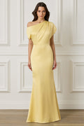 TRINITY Satin Maxi Dress in Yellow Position 1