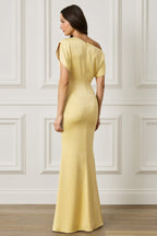 TRINITY Satin Maxi Dress in Yellow Position 2