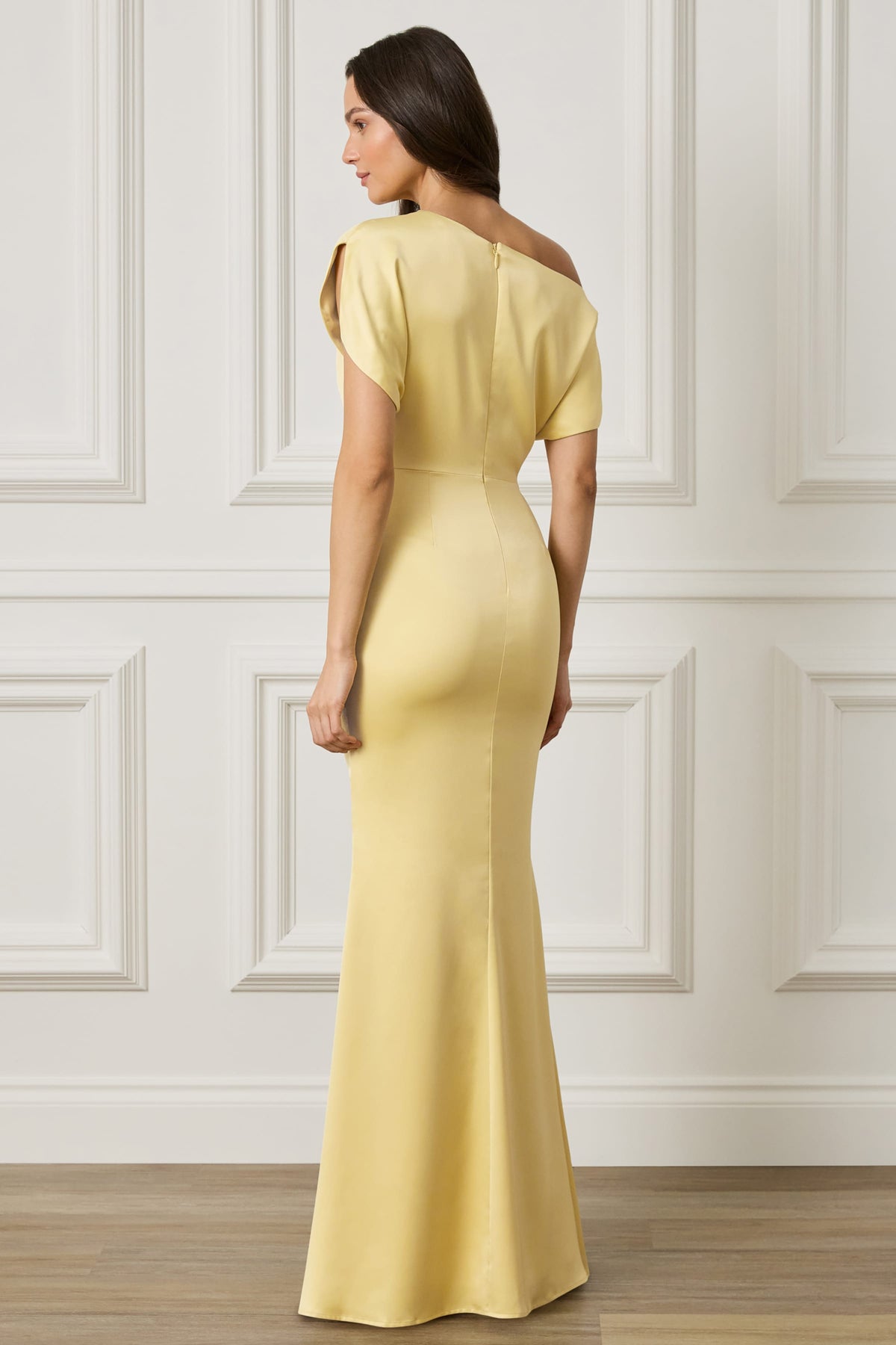 TRINITY Satin Maxi Dress in Yellow Position 2