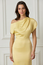 TRINITY Satin Maxi Dress in Yellow Position 3