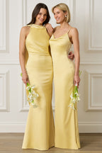 LIORA Satin Maxi Dress in Yellow Position 2