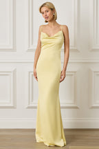 PENNY Satin Maxi Dress in Yellow Position 4