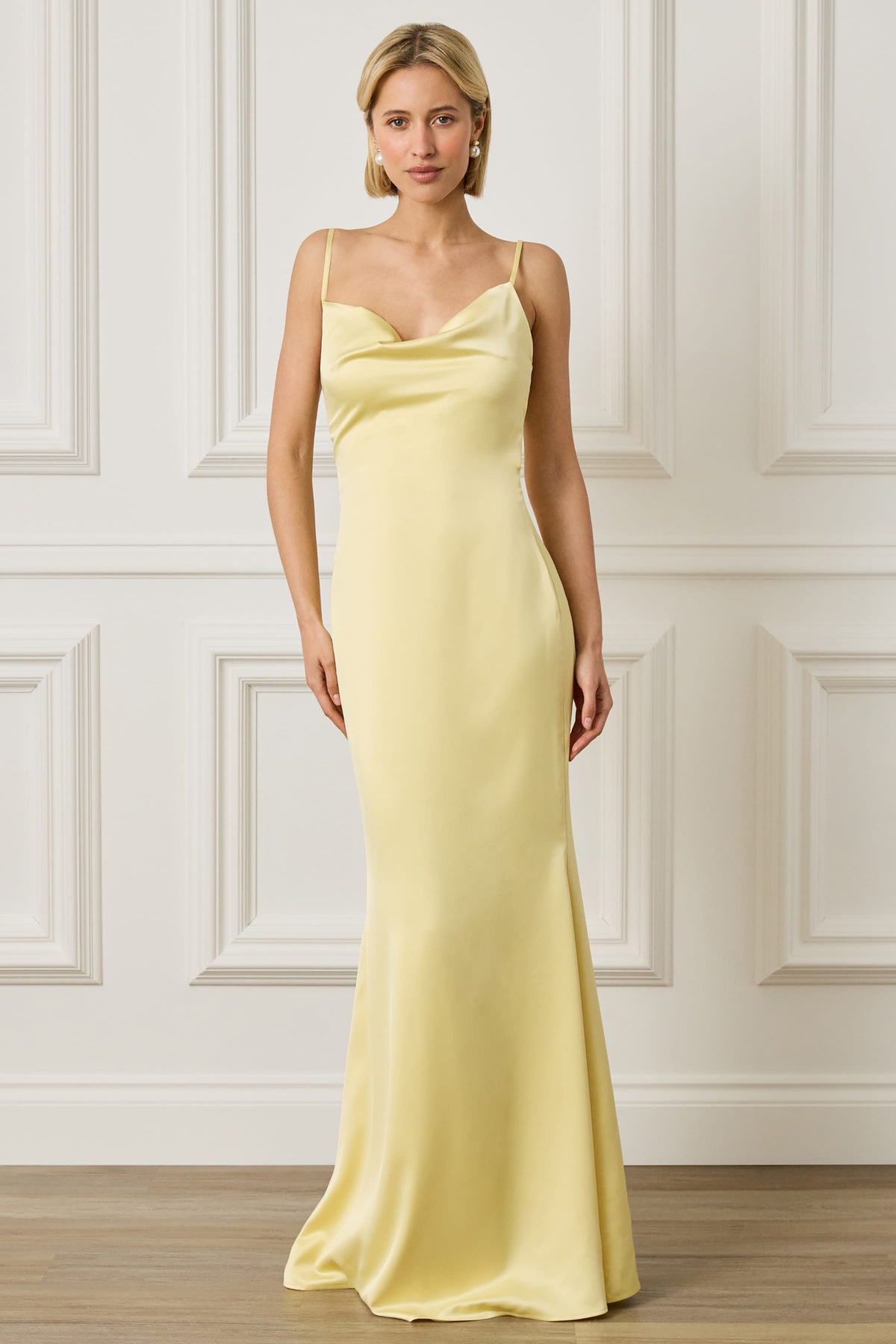 PENNY Satin Maxi Dress in Yellow Position 5
