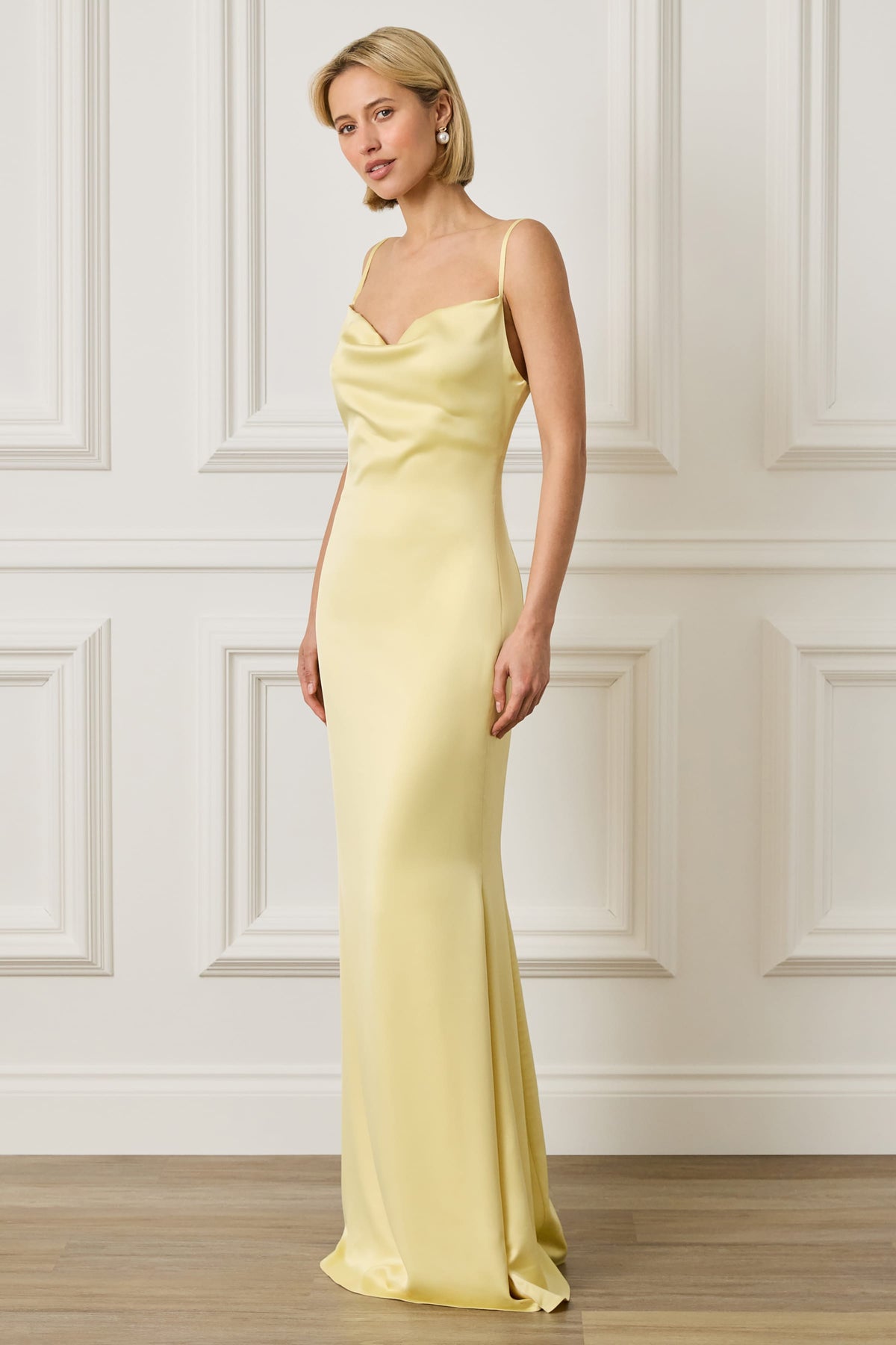 PENNY Satin Maxi Dress in Yellow Position 1