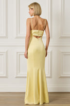 PENNY Satin Maxi Dress in Yellow Position 2
