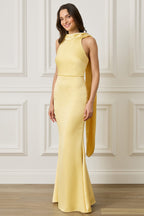 LIORA Satin Maxi Dress in Yellow Position 6