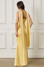 LIORA Satin Maxi Dress in Yellow Position 4
