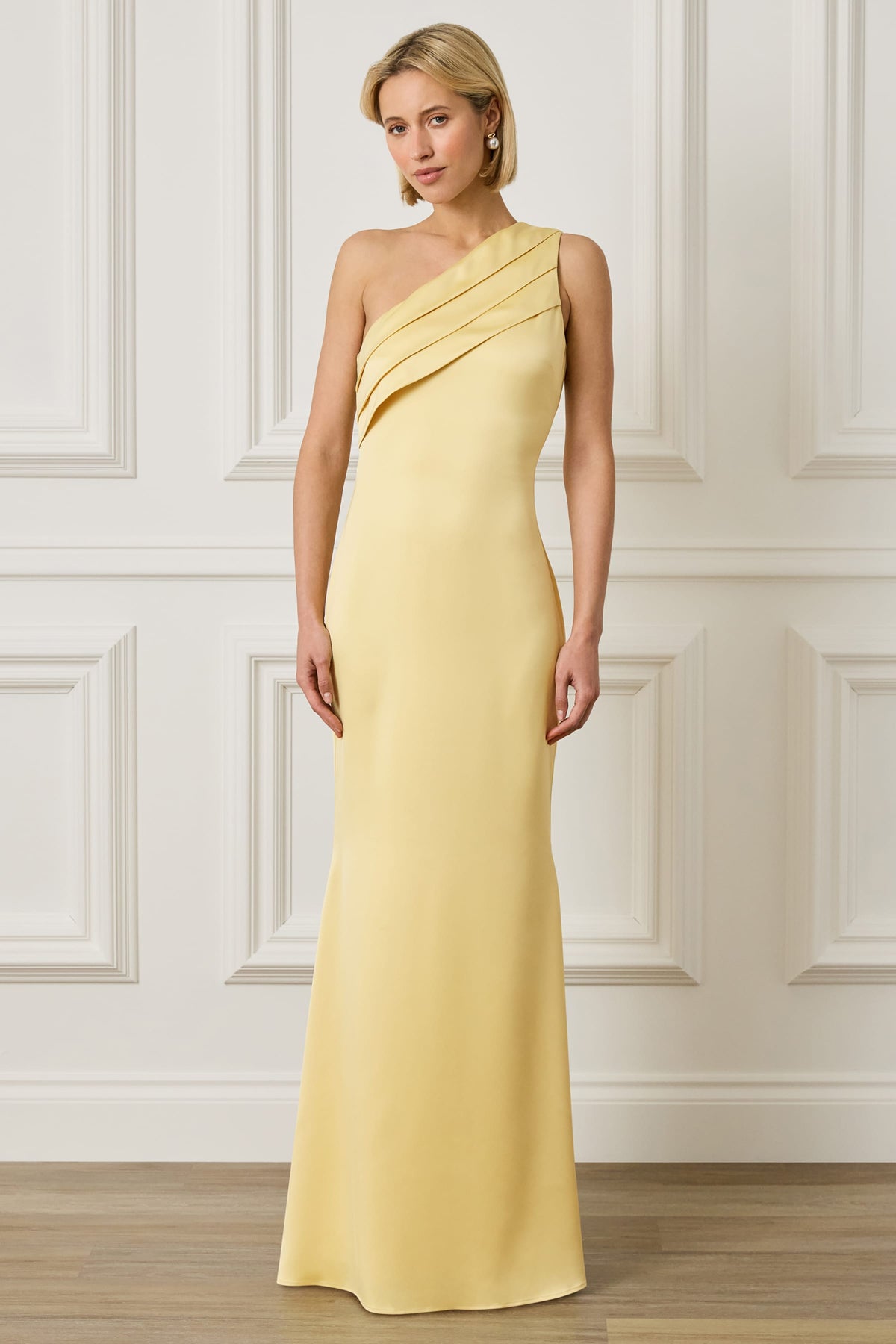 SADIE Satin Maxi Dress in Yellow Position 1