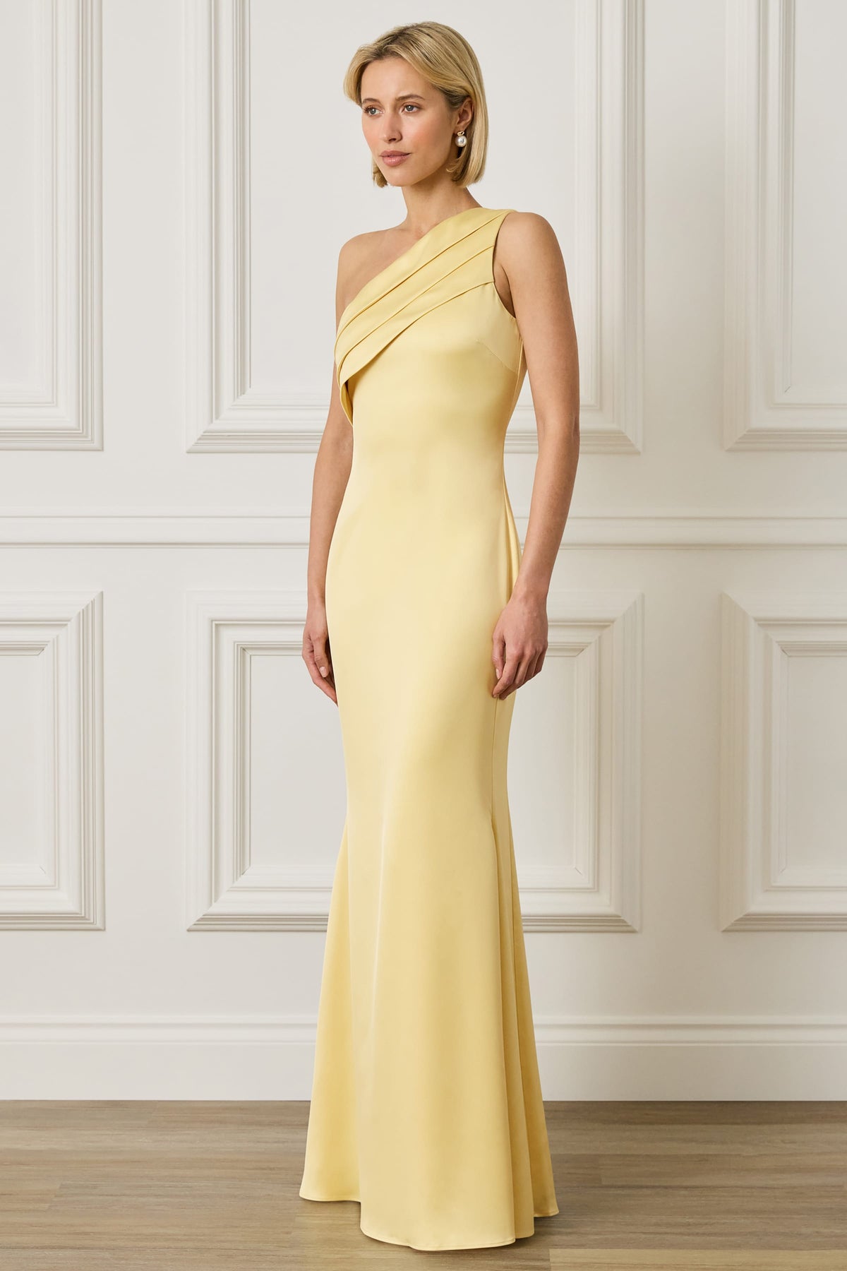SADIE Satin Maxi Dress in Yellow Position 4
