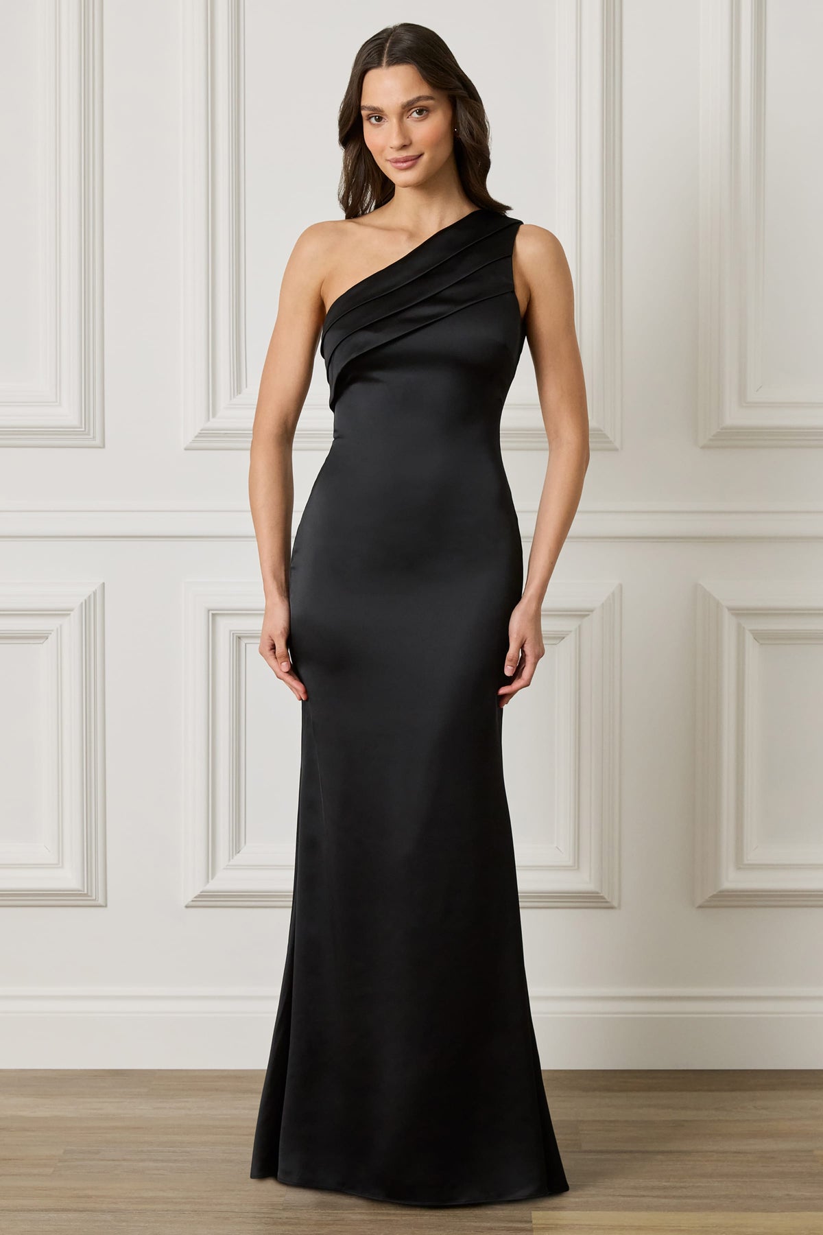 SADIE Satin Maxi Dress in Black Position 1