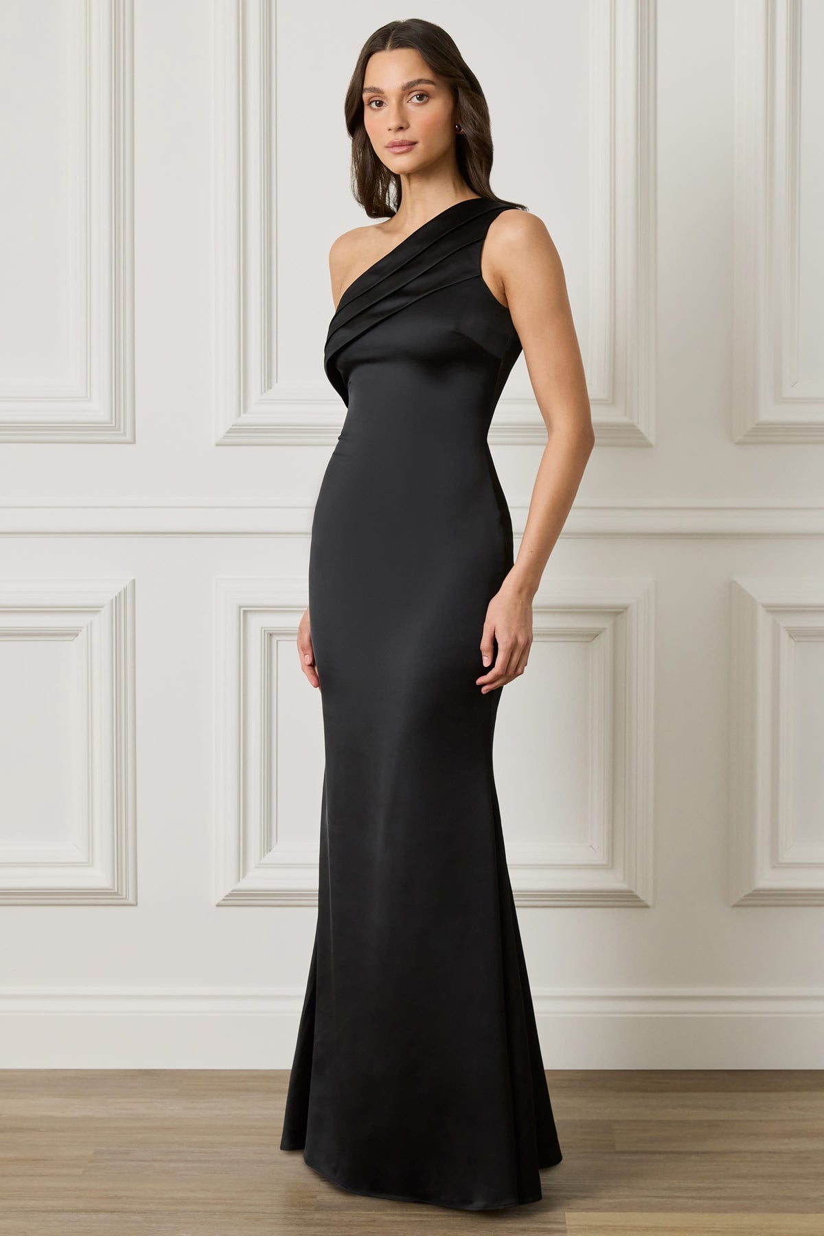 SADIE Satin Maxi Dress in Black Position 5