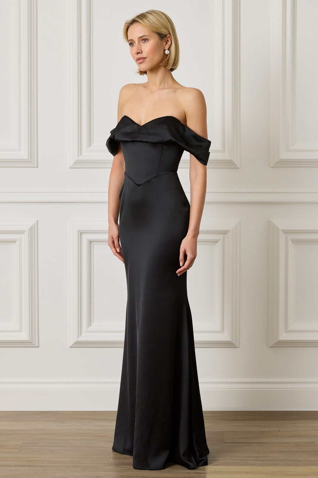 RAYNE Satin Maxi Dress in Black Position 5