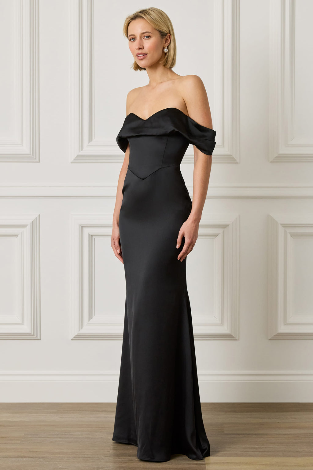 RAYNE Satin Maxi Dress in Black Position 4