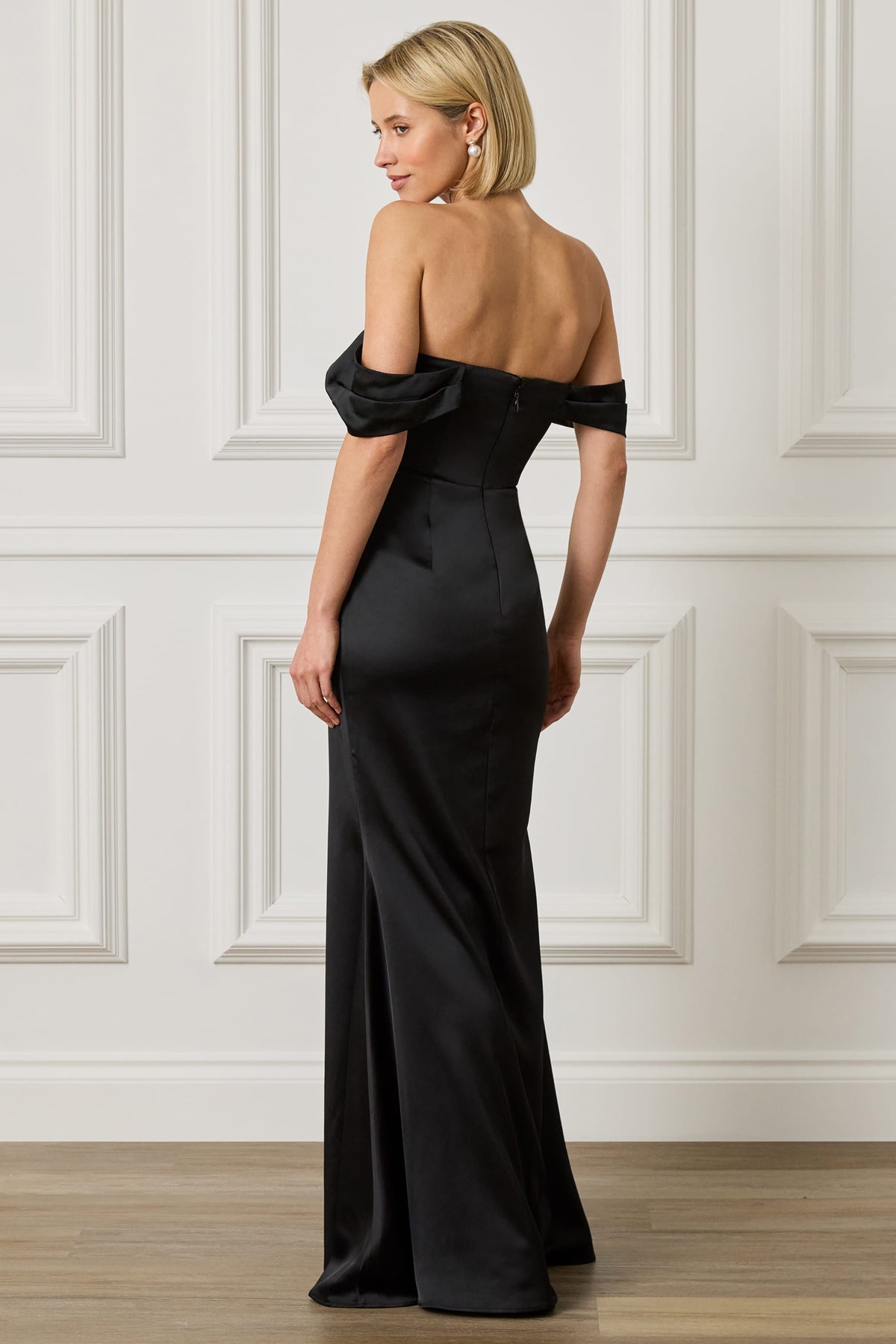RAYNE Satin Maxi Dress in Black Position 2