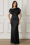 TRINITY Satin Maxi Dress in Black Position 1