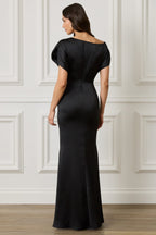 TRINITY Satin Maxi Dress in Black Position 2