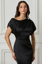 TRINITY Satin Maxi Dress in Black Position 5