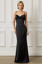 PENNY Satin Maxi Dress in Black Position 5