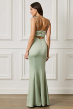 PENNY Satin Maxi Dress in Sage Position 2