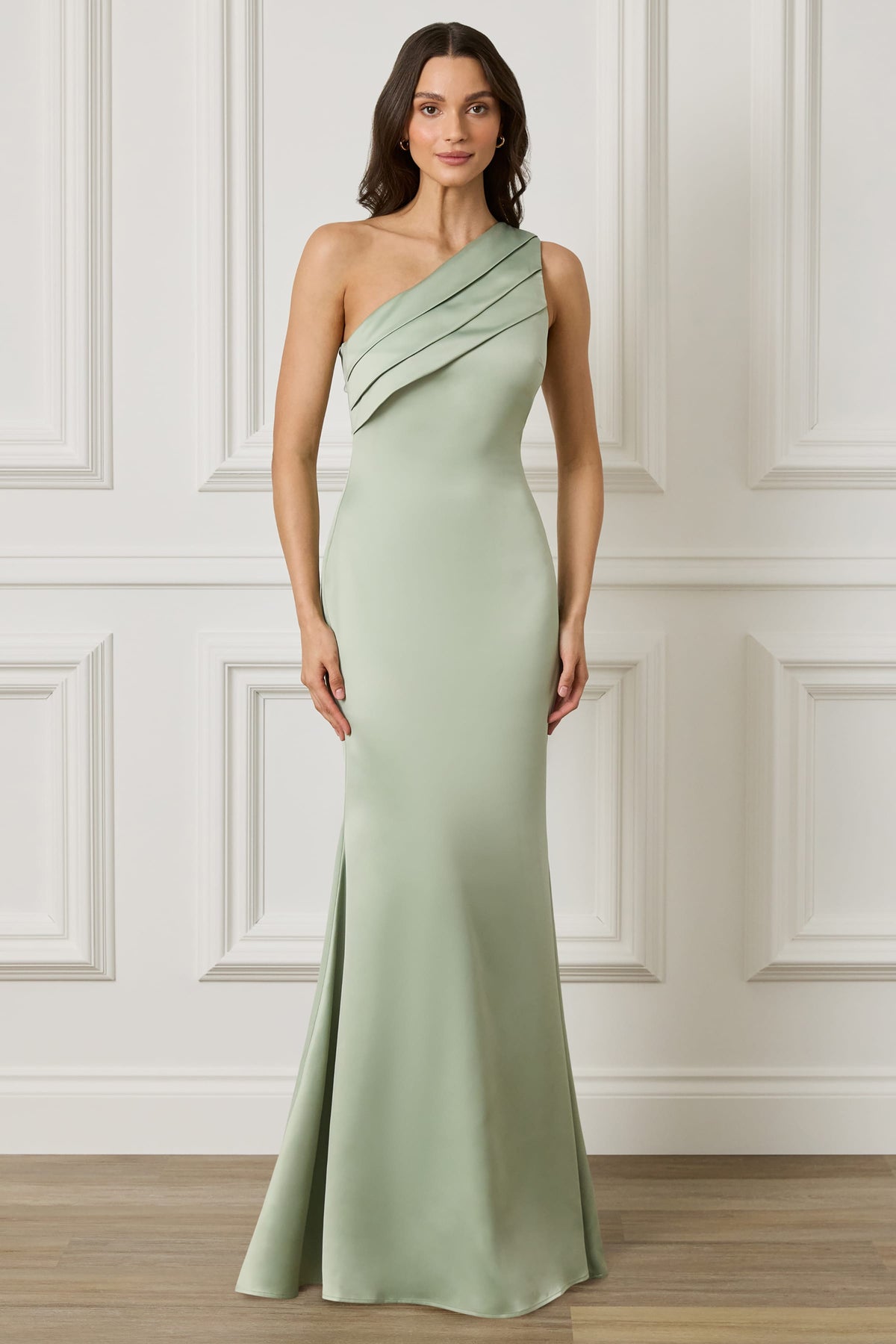 SADIE Satin Maxi Dress in Sage Position 1