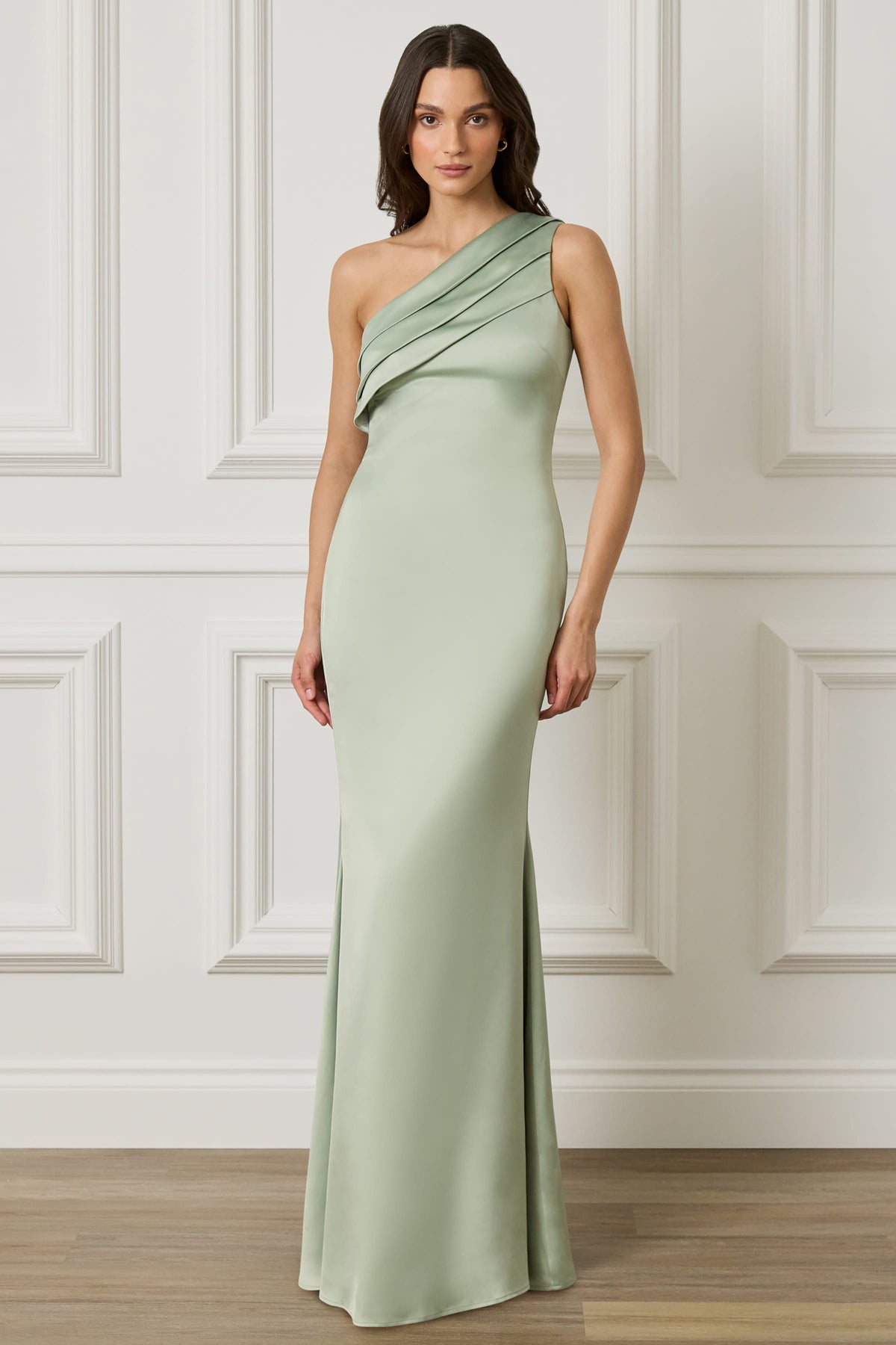 SADIE Satin Maxi Dress in Sage Position 5