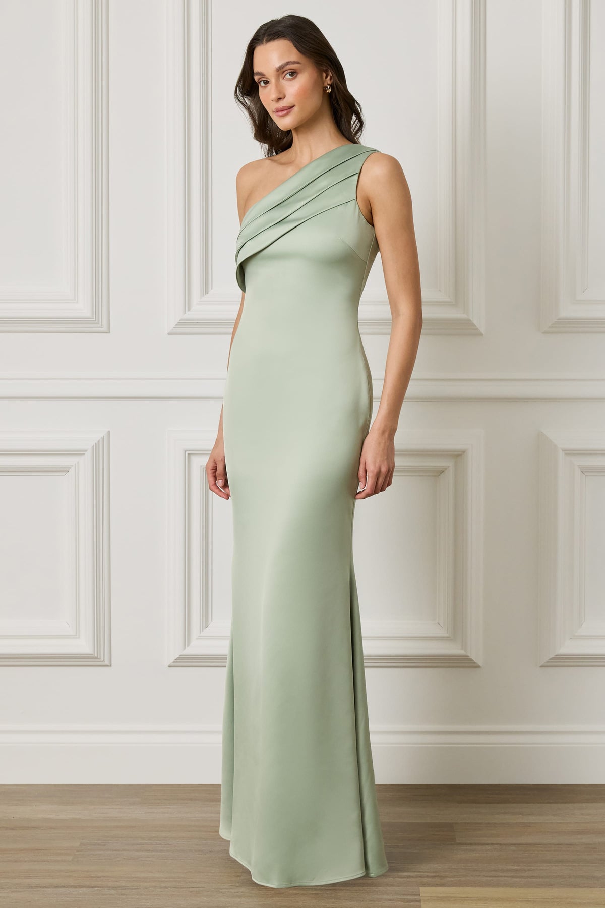 SADIE Satin Maxi Dress in Sage Position 4