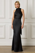 LIORA Satin Maxi Dress in Black Position 3