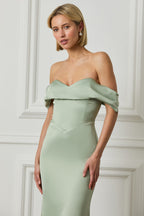 RAYNE Satin Maxi Dress in Sage Position 3